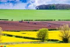 Farmers planting potatoes in the Great Wold Valley Yorkshre Wolds