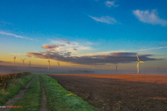 Wind Turbines in the mist nr Sancton on the Yorkshire Wolds